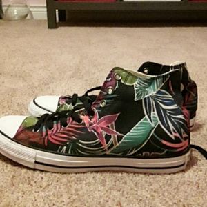 Floral converse high tops